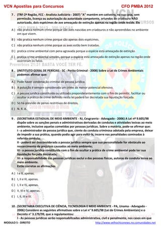  direito para o concurso CFOBA