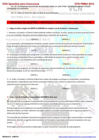  direito para o concurso CFOBA