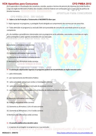  direito para o concurso CFOBA