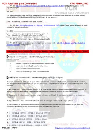  direito para o concurso CFOBA