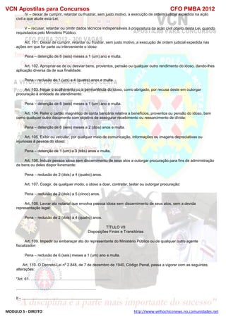  direito para o concurso CFOBA