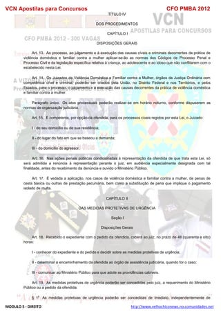  direito para o concurso CFOBA