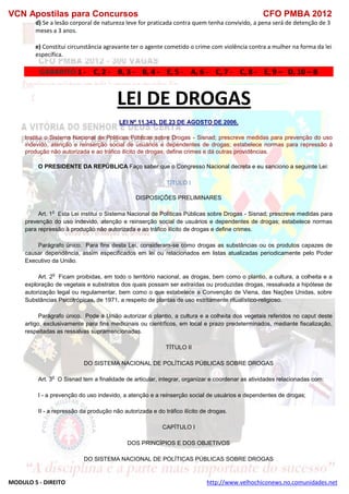  direito para o concurso CFOBA