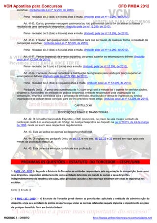  direito para o concurso CFOBA