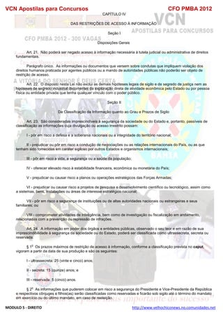  direito para o concurso CFOBA