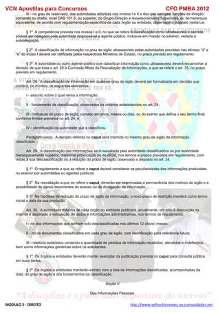  direito para o concurso CFOBA