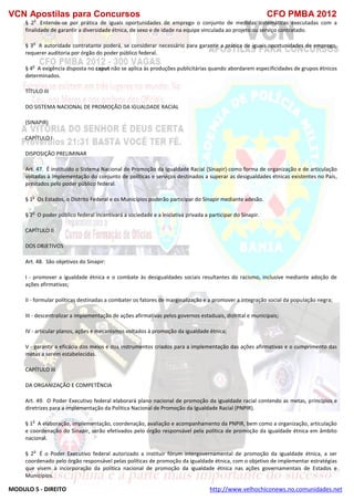  direito para o concurso CFOBA