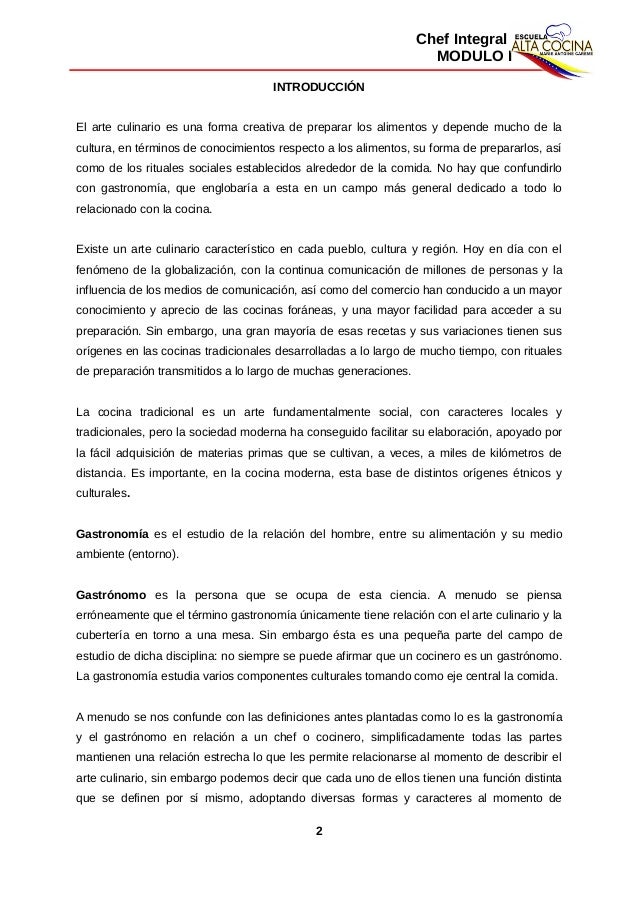 Modulo 1 De Curso De Cocina