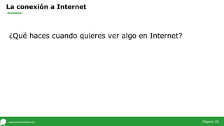 La conexión a Internet
Página 20
¿Qué haces cuando quieres ver algo en Internet?
 