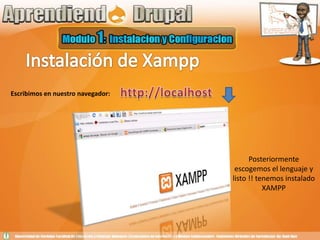 Instalación de Xampphttp://localhostEscribimos en nuestro navegador:Posteriormente escogemos el lenguaje y listo !! tenemos instalado XAMPP