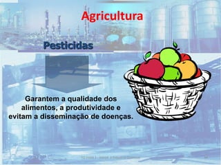 Agricultura
Pesticidas
Garantem a qualidade dos
alimentos, a produtividade e
evitam a disseminação de doenças.
44TQ (mód 1 - Introd. à Indústria Química)
 