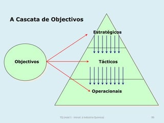 Estratégicos
Tácticos
Operacionais
Objectivos
A Cascata de Objectivos
90TQ (mód 1 - Introd. à Indústria Química)
 