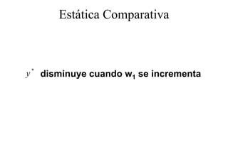 Estática Comparativa
                       p



    *
y       disminuye cuando w1 se incrementa
               y
 