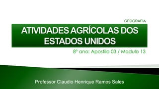 8º ano: Apostila 03 / Modulo 13
Professor Claudio Henrique Ramos Sales
GEOGRAFIA
 