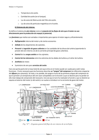 Módulo 14. Propulsión



             o    Temperatura de aceite. 
             o    Cantidad de aceite (en el tanque). 
             o    Luz de aviso de Obstrucción del Filtro de aceite.    
             o    Luz de aviso de partículas magnéticas en el aceite.     
        h) Sistema de aire interno. 

Se define el sistema de aire interno como el conjunto de los flujos de aire que el motor no usa 
directamente para la producción de empuje (o potencia). 

Las funciones que realiza son variadas e importantes para operar el motor segura y eficientemente: 

    •    Refrigeración interna del motor y de ciertos accesorios. 

    •    Sellado de los alojamientos de cojinetes. 

    •   Prevenir la ingestión de gases calientes en las cavidades de los discos de turbina (oponiendo la 
        presión del aire interno a la de la corriente principal de gases calientes). 

    •    Control de las cargas axiales en los cojinetes. 

    •    Control de las tolerancias entre los extremos de los álabes de turbina y el cárter de turbina. 

    •    Antihielo de motor. 

    •    Suministro de aire para servicios del avión. 
Casi una quinta parte de la masa total de aire que entra en el motor puede ser usada para cubrir estas 
funciones.  El aire necesario para las funciones descritas se “sangra” del compresor (en diferentes etapas) o 
del difusor pre‐cámara(s). Se trata, si es posible, de sangrar el aire de las primeras etapas del compresor en 
que la presión y la temperatura del aire sean compatibles con la función a que se destine para no perder en 
ello más trabajo de compresión del necesario. Una vez que el aire ha realizado la función a que se destinó se 
expulsa al exterior del motor (o del avión) o se vuelve a introducir en la corriente de gases del motor. 




                                                                                                        


                                                      Página 36  
                                                                     
                                                                     
 
