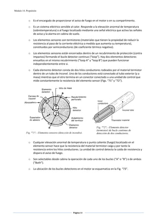 Módulo 14. Propulsión



                o   Es el encargado de proporcionar el aviso de fuego en el motor o en su compartimento. 

                o   Es un sistema eléctrico sensible al calor. Responde a la elevación anormal de temperatura 
                    (sobretemperatura) o al fuego localizado mediante una señal eléctrica que activa las señales 
                    de aviso y la alarma en cabina de vuelo. 

                o   Los elementos sensores son termistores (materiales que tienen la propiedad de reducir la 
                    resistencia al paso de la corriente eléctrica a medida que aumenta su temperatura), 
                    constituidos por semiconductores (de coeficiente térmico negativo). 

                o   Los elementos sensores están encerrados dentro de un recubrimiento de protección (contra 
                    impactos) formando el bucle detector continuo (“loop”). Hay dos elementos detectores 
                    envueltos en el mismo recubrimiento (“loop A” y “loop B”) que pueden funcionar 
                    independientemente entre si.  

                o   Cada elemento detector consta de dos hilos conductores rodeados por el material termistor 
                    dentro de un tubo de Inconel. Uno de los conductores está conectado al tubo exterior (y a 
                    masa) mientras que el otro termina en un conector conectado a una unidad de control que 
                    mide constantemente la resistencia del elemento sensor (Figs. “71” y “72”). 




                                                                                                               
 
                o   Cualquier elevación anormal de temperatura o punto caliente (fuego) localizado en el 
                    elemento sensor hace que la resistencia del material termistor caiga y por tanto la 
                    resistencia entre los hilos conductores. La unidad de control detecta la caída de resistencia y 
                    dispara el aviso de fuego. 

                o   Son selectables desde cabina la operación de cada uno de los bucles (“A” o “B”) o de ambos 
                    (“Both”). 

                o   La ubicación de los bucles detectores en el motor se esquematiza en la Fig. “73”.  

 




                                                       Página 64  
                                                                      
                                                                      
 
