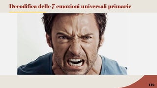 112
Decodifica delle 7 emozioni universali primarie
 