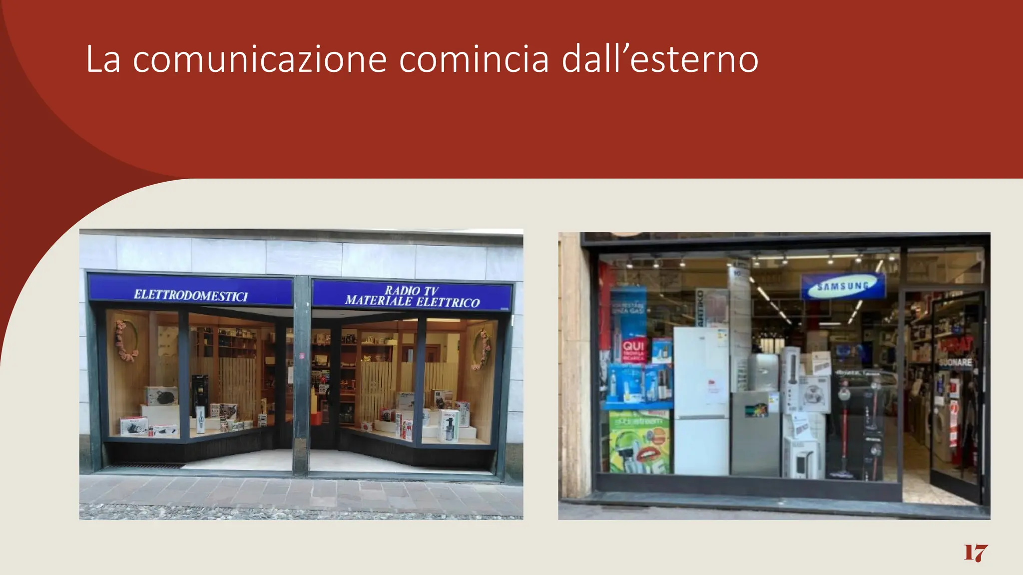 La comunicazione comincia dall’esterno
17
 