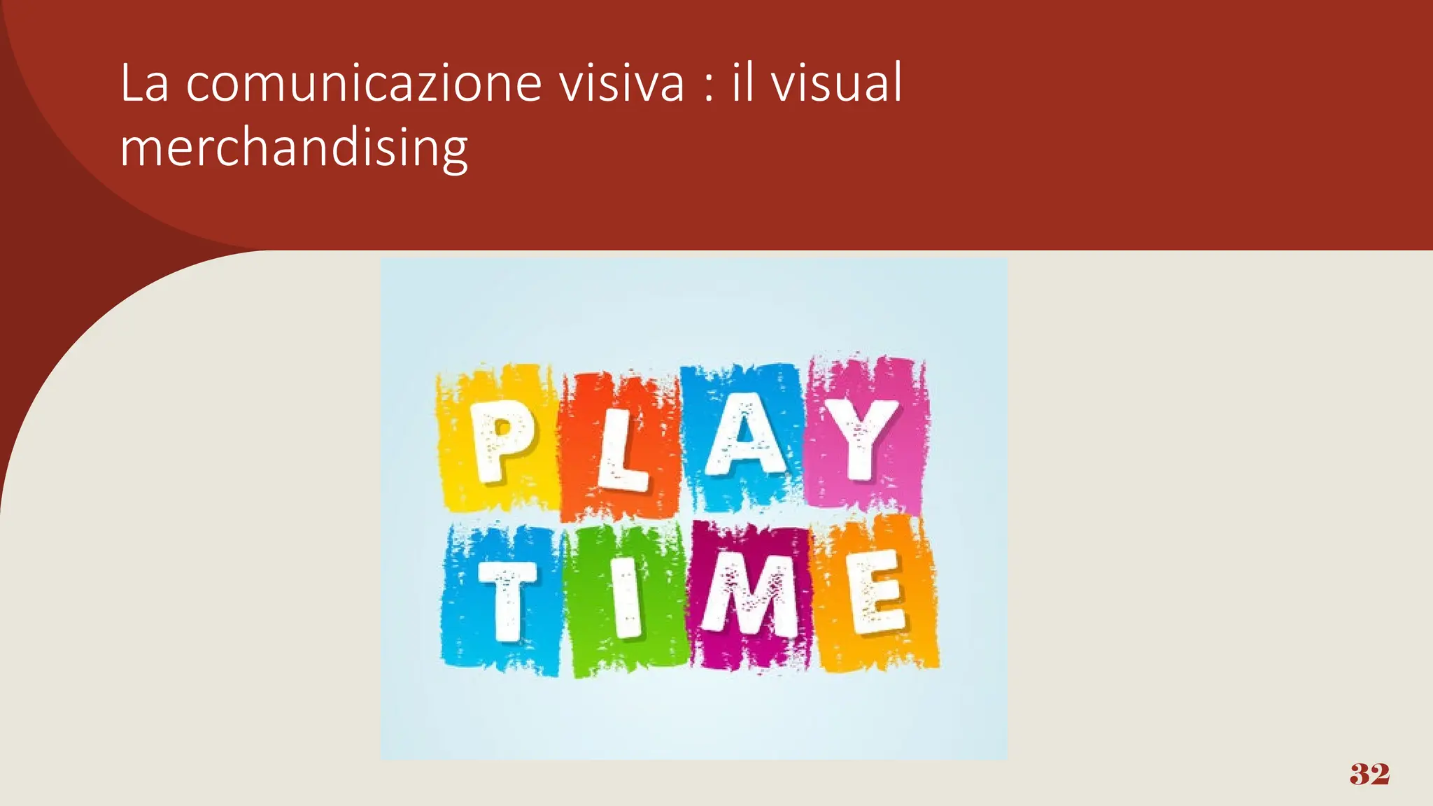 La comunicazione visiva : il visual
merchandising
32
 