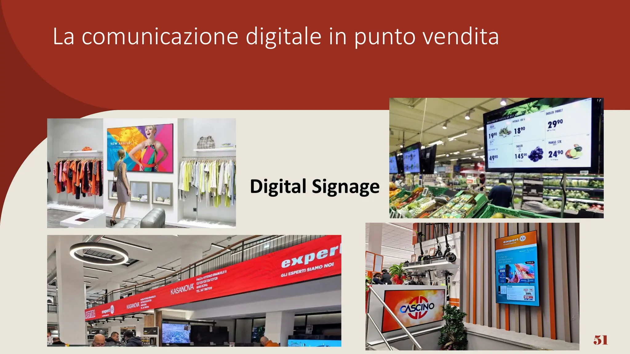 La comunicazione digitale in punto vendita
51
Digital Signage
 