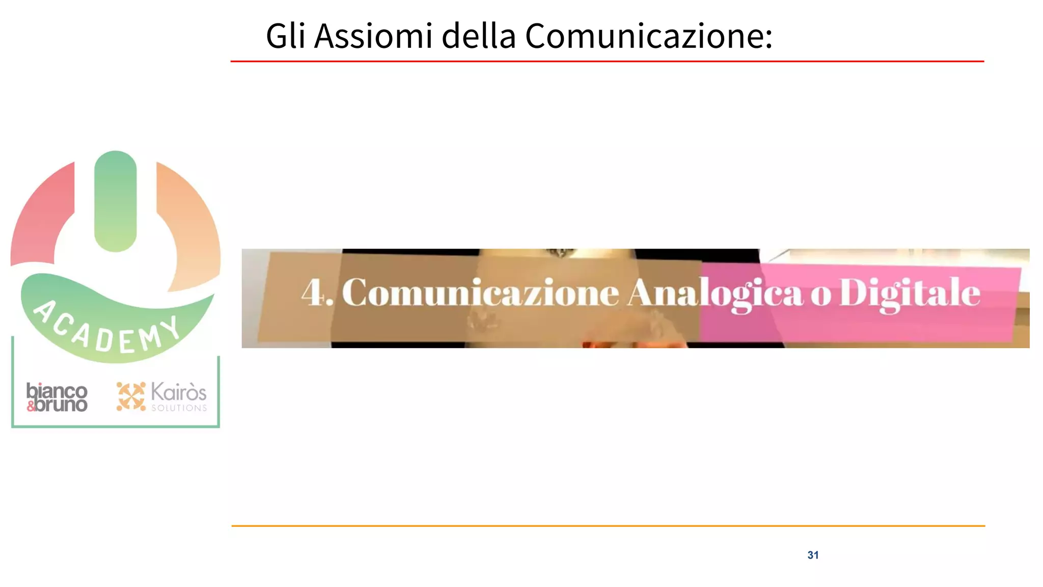31
Gli Assiomi della Comunicazione:
 