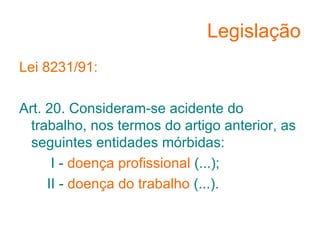 Aula - Doenças Ocupacionais (Introdução)