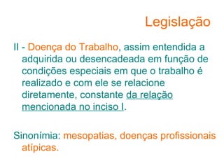 Aula - Doenças Ocupacionais (Introdução)