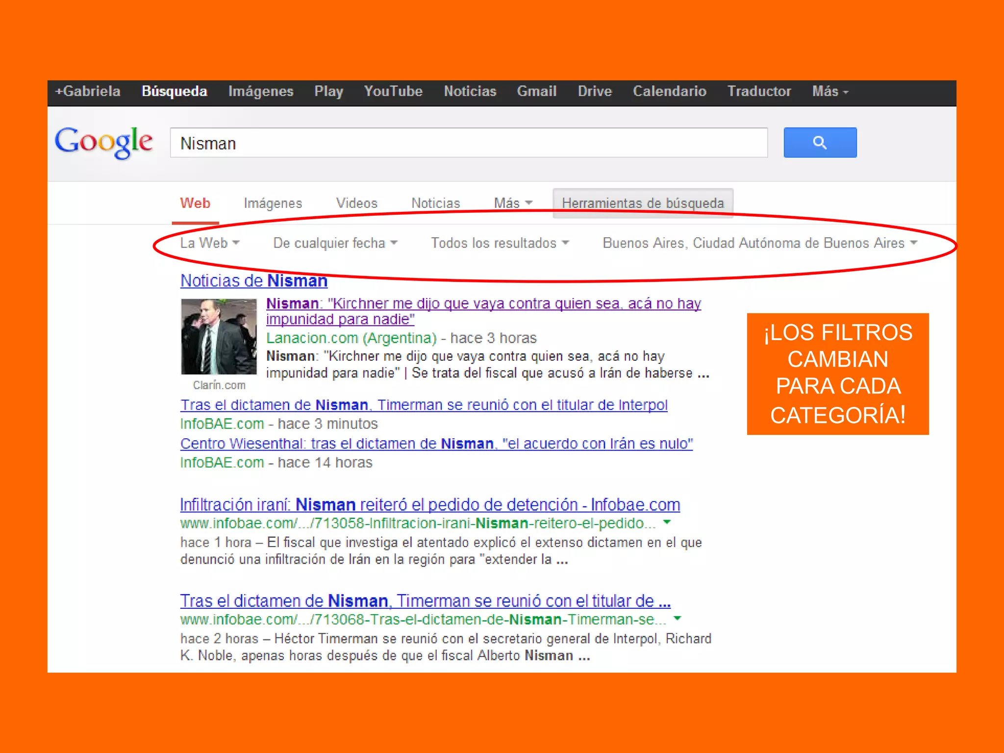 ¡LOS FILTROS
CAMBIAN
PARA CADA
CATEGORÍA!
 