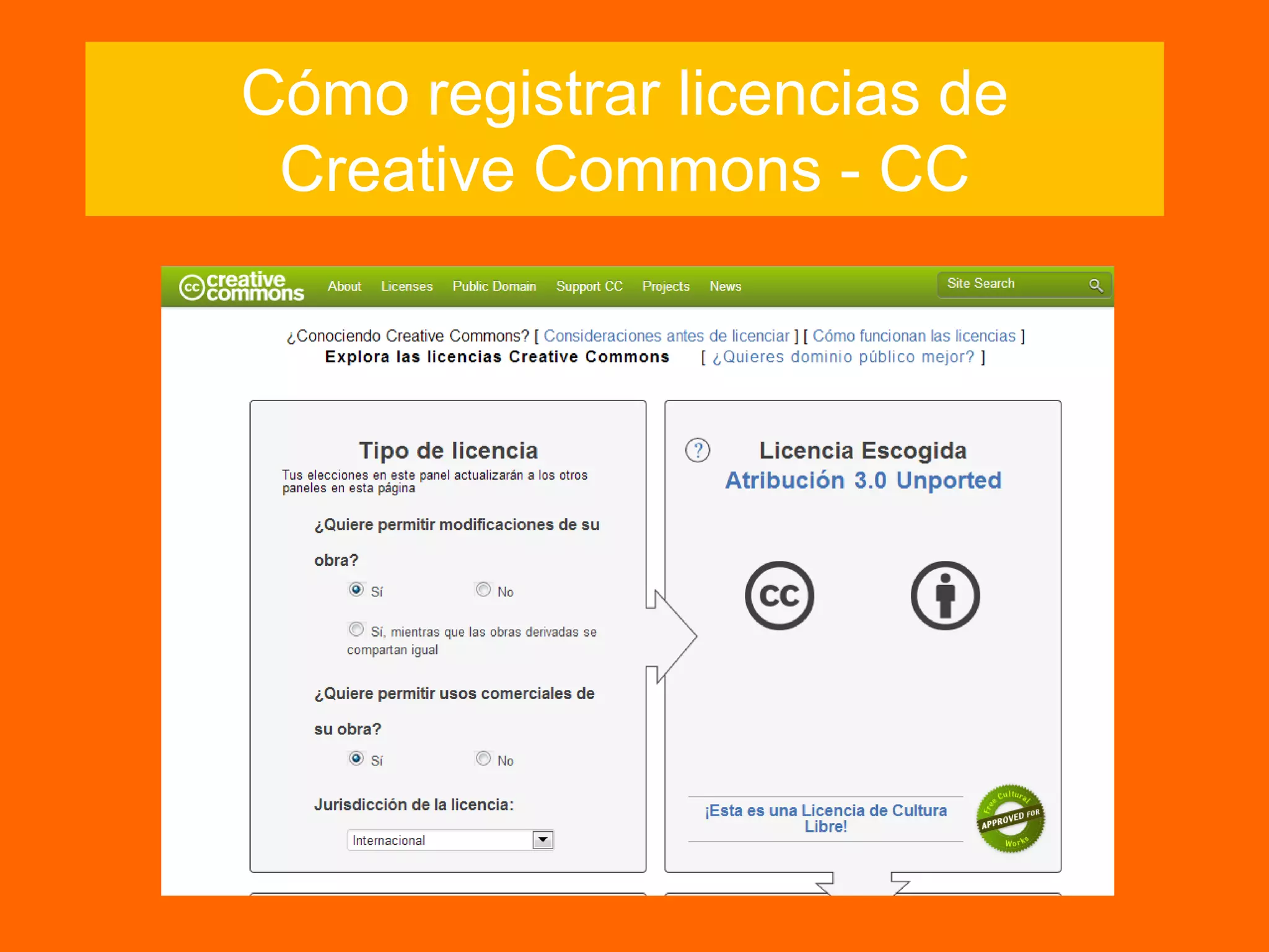 Cómo registrar licencias de
Creative Commons - CC
 