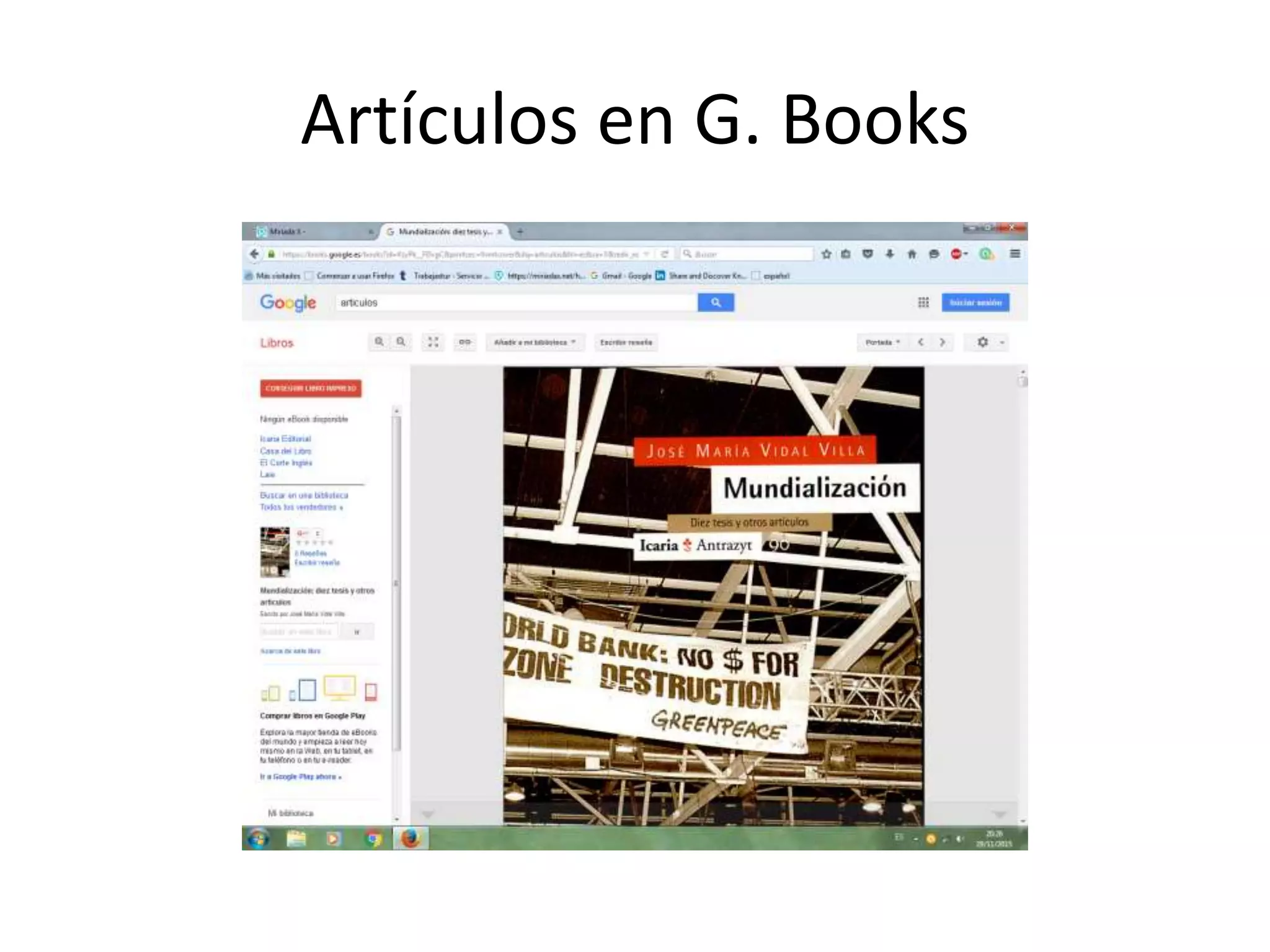 Artículos en G. Books
 