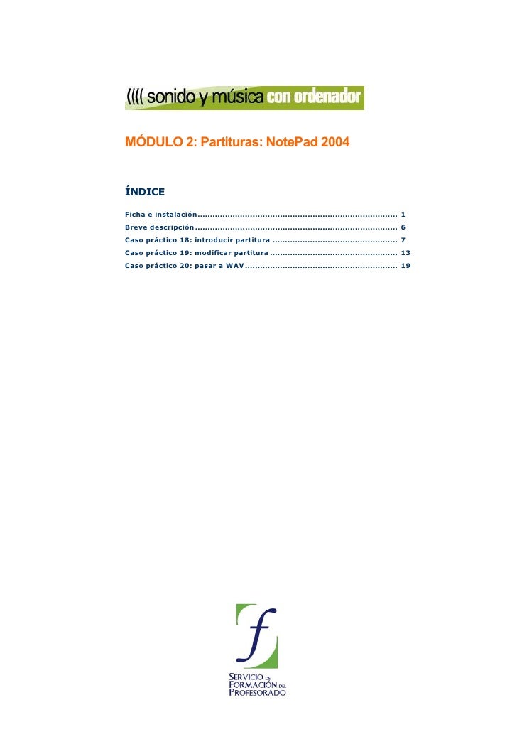 Modulo 2. Sonido Y Musica Por Ordenador. 08 Partituras. Note Pad 2004