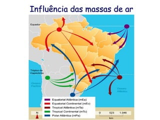 Influência das massas de ar
 