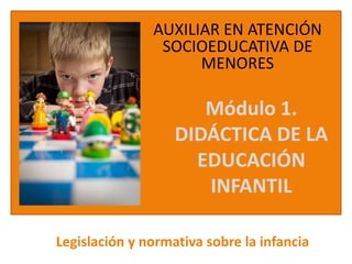 AUXILIAR EN ATENCIÓN
SOCIOEDUCATIVA DE
MENORES

Módulo 1.
DIDÁCTICA DE LA
EDUCACIÓN
INFANTIL
Legislación y normativa sobre la infancia

 