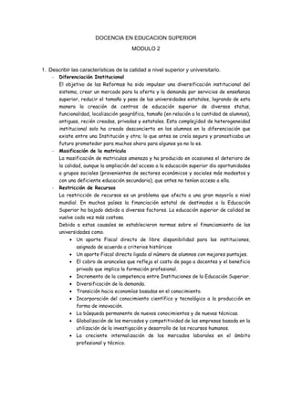 Desafíos y Calidad en la Docencia de Educación Superior Universitaria | PDF
