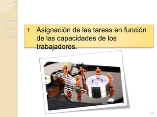 f. Asignación de las tareas en función
de las capacidades de los
trabajadores.
100
 