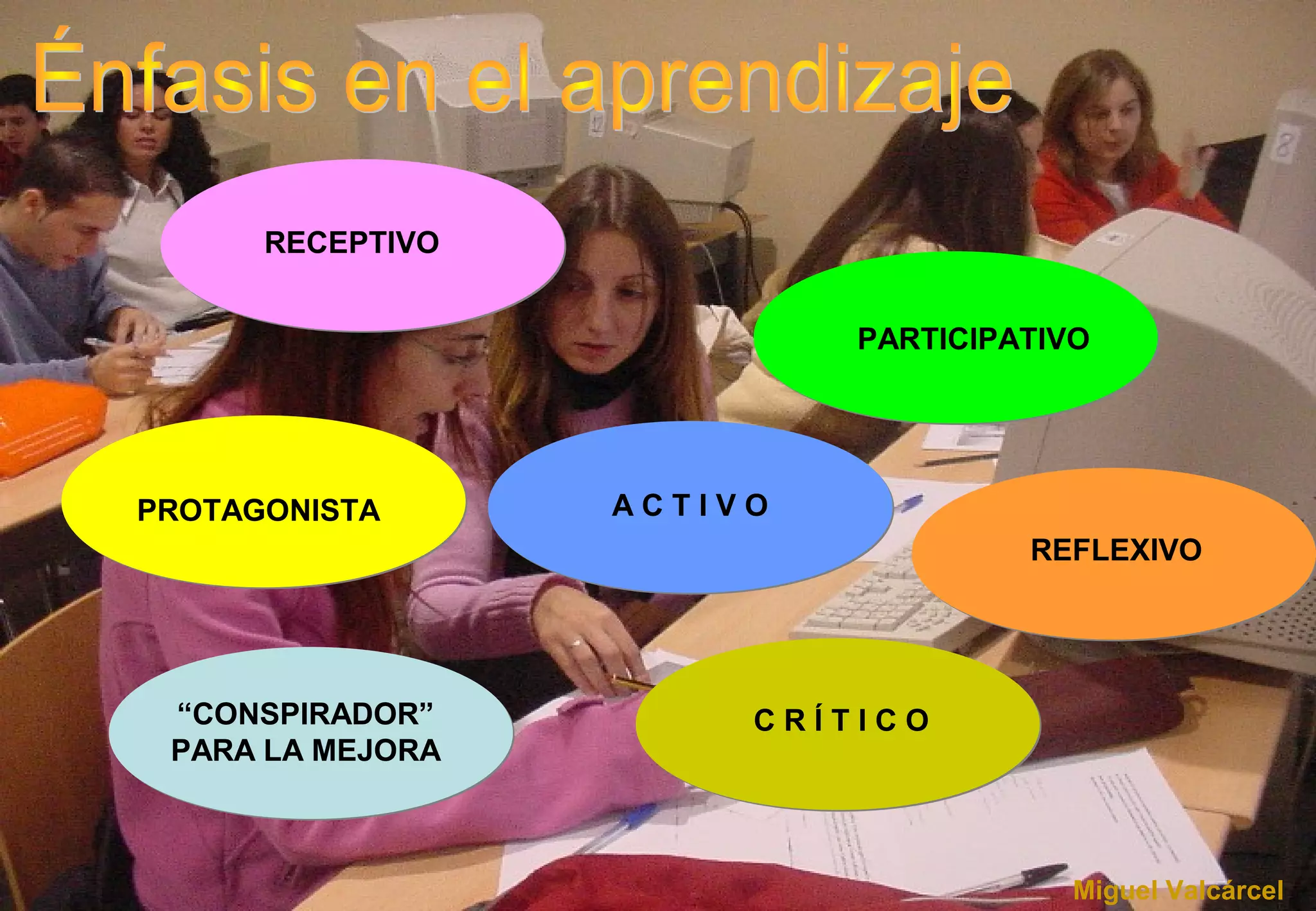 “CONSPIRADOR”
PARA LA MEJORA
C R Í T I C O
REFLEXIVO
A C T I V OPROTAGONISTA
RECEPTIVO
PARTICIPATIVO
Miguel Valcárcel
 