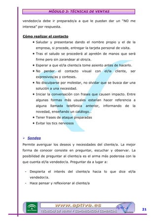 Modulo 3 tecnicas de venta | PDF