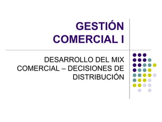 GESTIÓN
        COMERCIAL I
     DESARROLLO DEL MIX
COMERCIAL – DECISIONES DE
             DISTRIBUCIÓN
 