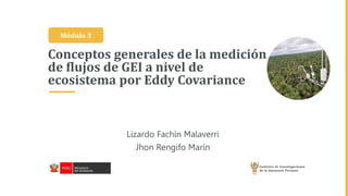 Conceptos generales de la medición
de flujos de GEI a nivel de
ecosistema por Eddy Covariance
Lizardo Fachín Malaverri
Jhon Rengifo Marín
Módulo 3
 