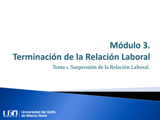 Tema 1. Suspensión de la Relación Laboral.
 