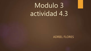 Modulo 3
actividad 4.3
ADRIEL FLORES
 