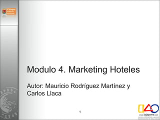 Modulo 4. Marketing Hoteles Autor: Mauricio Rodríguez Martínez y Carlos Llaca   