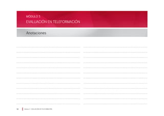 EVALUACIÓN EN TELEFORMACIÓN
Módulo 5 EVALUACIÓN EN TELEFORMACIÓN94
MÓDULO 5
Anotaciones
 