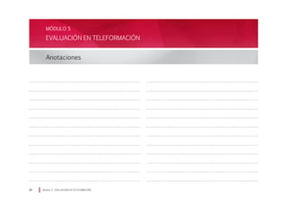 EVALUACIÓN EN TELEFORMACIÓN
Módulo 5 EVALUACIÓN EN TELEFORMACIÓN95
MÓDULO 5
Anotaciones
 