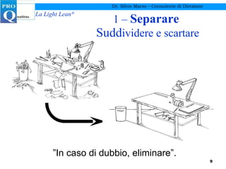 1 –  Separare   Sudd ividere e scartare Dr. Silvio Marzo – Consulente di Direzione ” In caso di dubbio, eliminare”. 