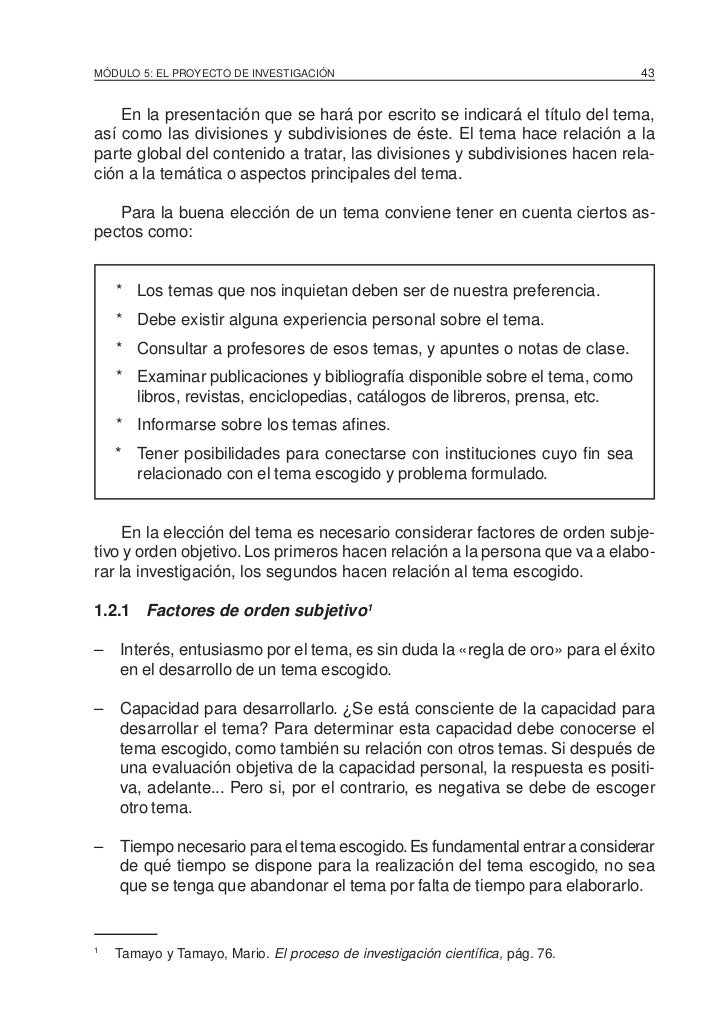 Modulo 5 tamayo y tamayo investigacion