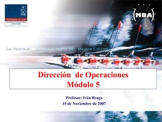 Dirección de Operaciones
Módulo 5
Profesor: Iván Braga
15 de Noviembre de 2007
 