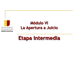 Módulo VI La Apertura a Juicio Etapa Intermedia 