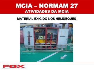 MCIA – NORMAM 27
ATIVIDADES DA MCIA
MATERIAL EXIGIDO NOS HELIDEQUES
 