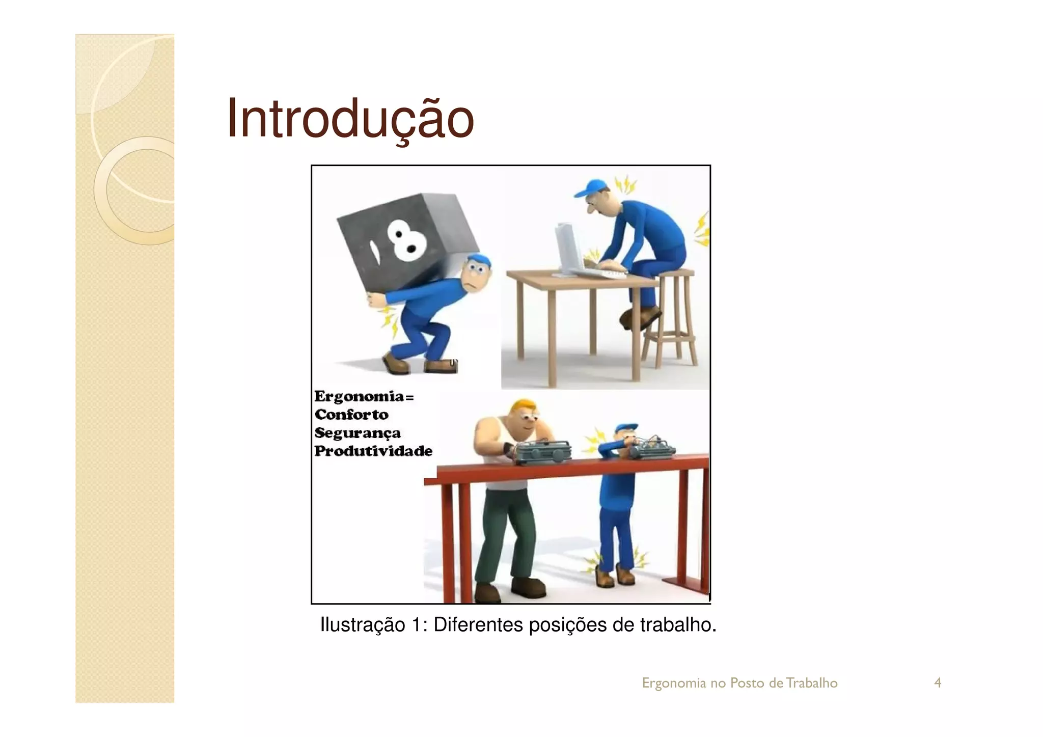 IntroduçãoIntrodução
4Ergonomia no Posto de Trabalho
Ilustração 1: Diferentes posições de trabalho.
 